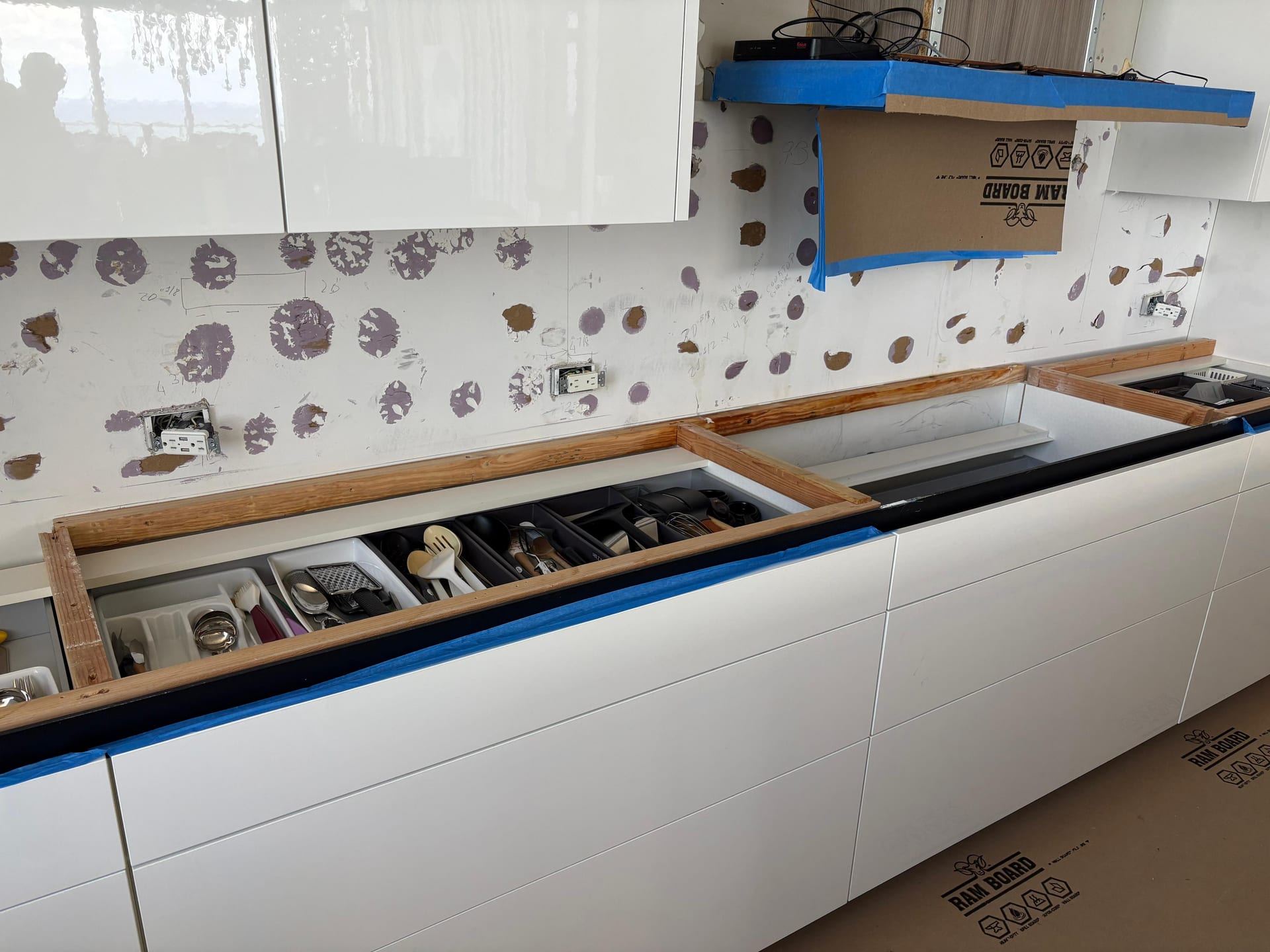 Custom drawer organizers during cabinet fit-out
